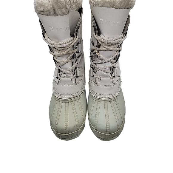 Polaris Winter Snow Boots Women’s 8 White Mid Calf Faux Fur Lace Up Steel Shank - Picture 4 of 15